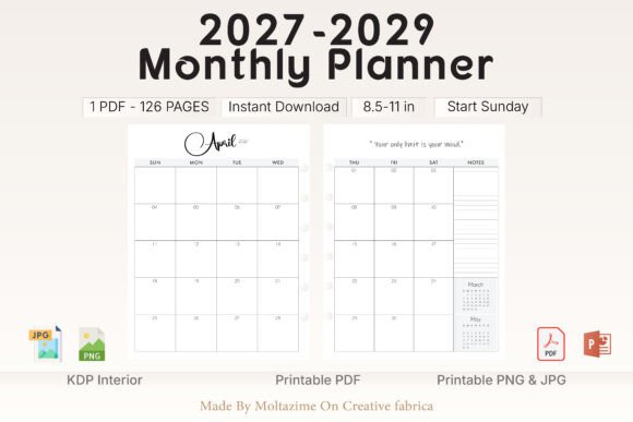 2027–2029 Monthly Planner Printable: Plan Ahead with Confidence