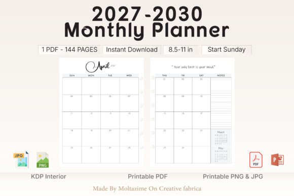 2027–2030 Monthly Planner Printable: Plan Your Future with Clarity and Confidence