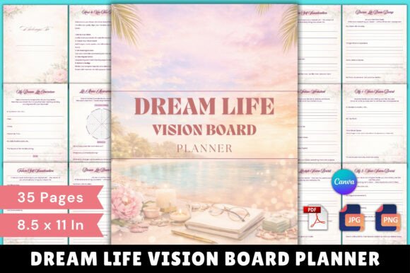 Dream Life Vision Board Planner Editable