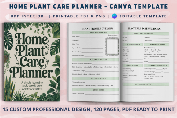 Home Plant Care Planner - Canva Template